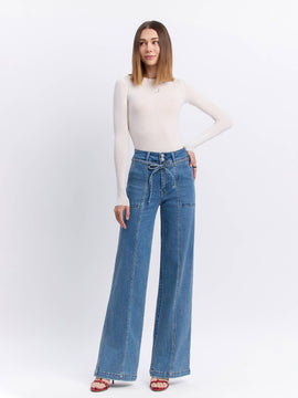 Lush Life Super High Tie Band Jeans