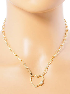 Open Heart Carabiner Necklace