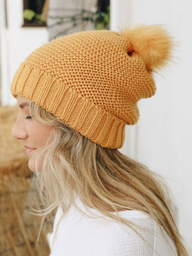 Peachy Beanie with Fur Lining
