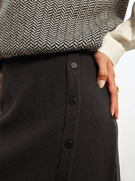 Fleeting Knit Button Skirt