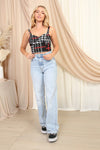 Techno Plaid Bustier Top