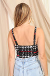 Techno Plaid Bustier Top