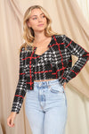 Techno Plaid Cropped Blazer