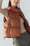 Zach Leatherette Crop Puffer Vest