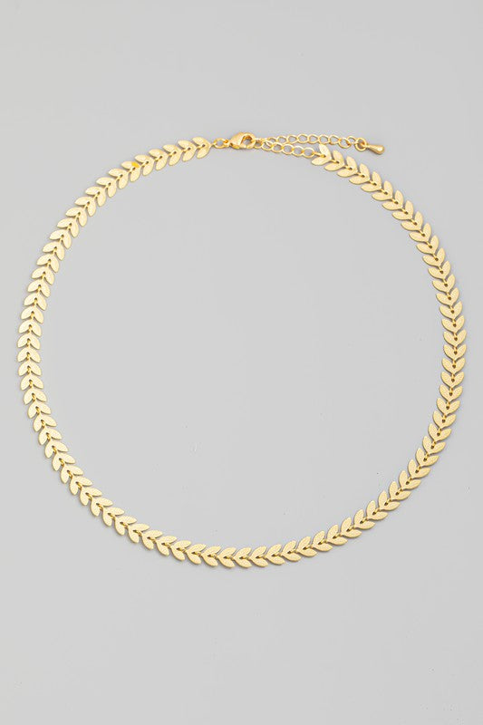 Chevron Leaf Chain Link Necklace