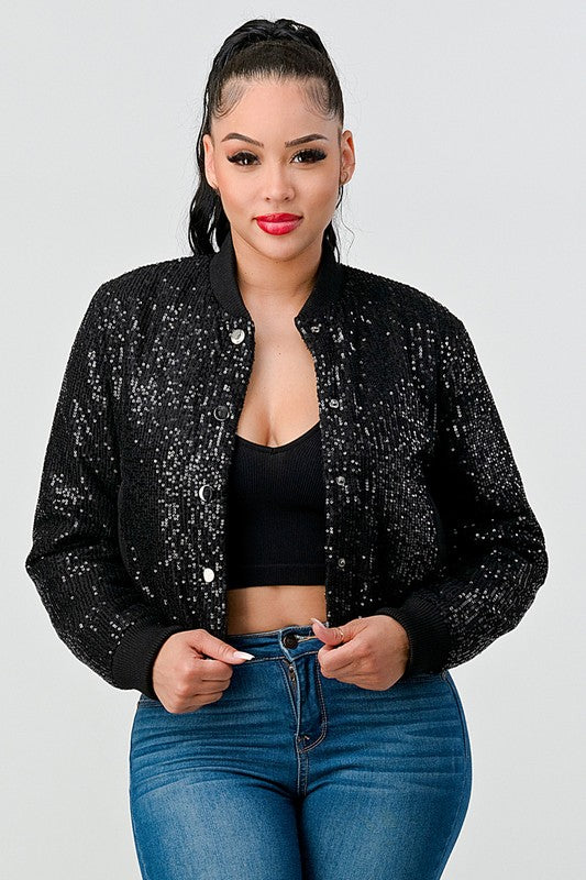 Poppy Sequin Bomber Jacket