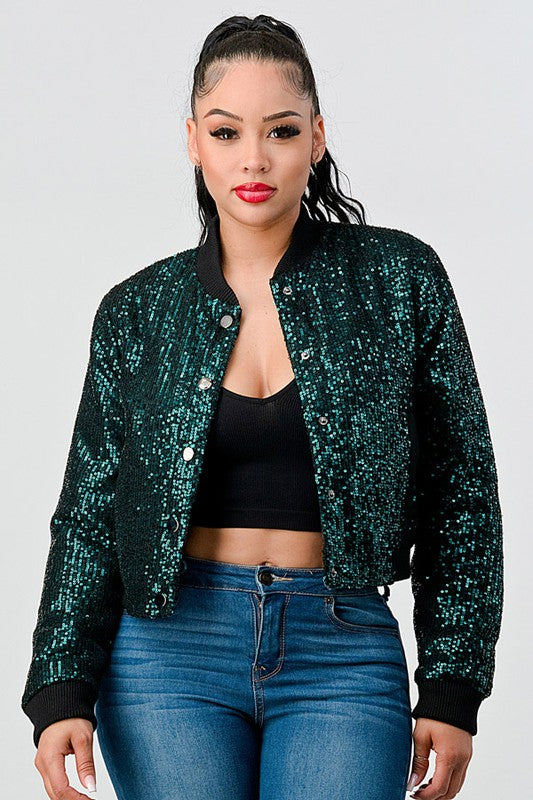 Poppy Sequin Bomber Jacket