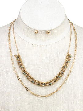Mazel Layered Glass Bead Necklace