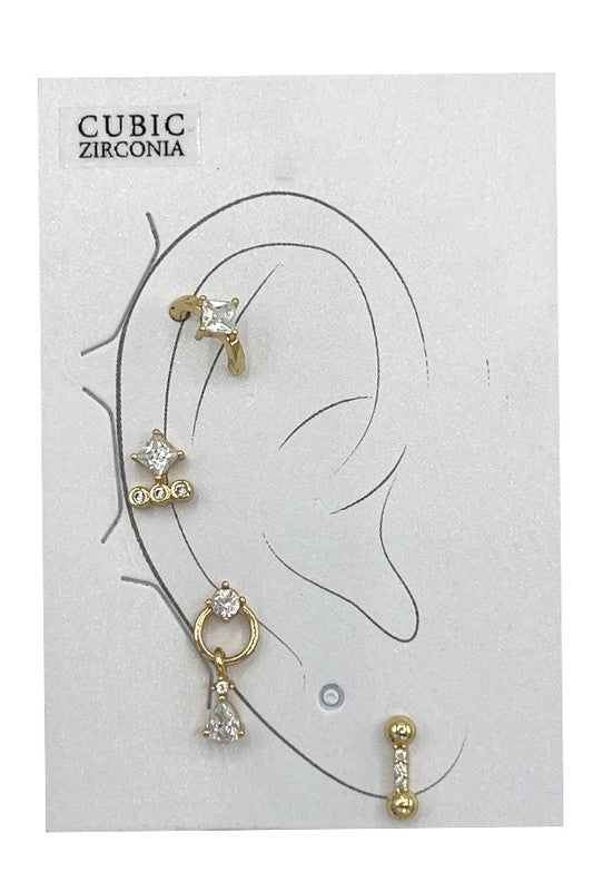 Kayla CZ Drop Post Earring Set