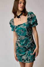 Ginny Brocade Puff Sleeve Dress