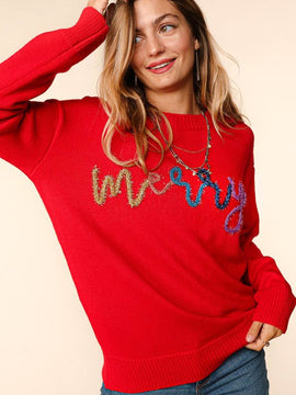 Merry Lurex Stitched Sweater