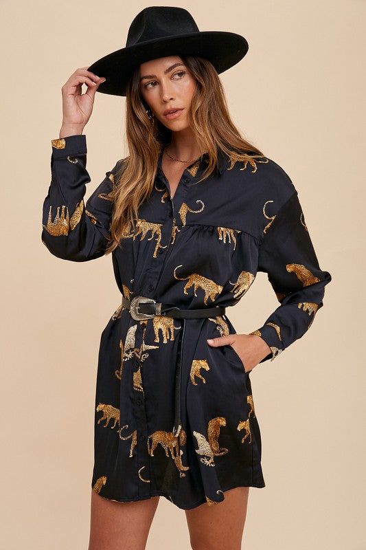 Prowl Satin Shirt Dress