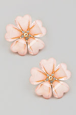 Heart Petal Flower Stud Earrings