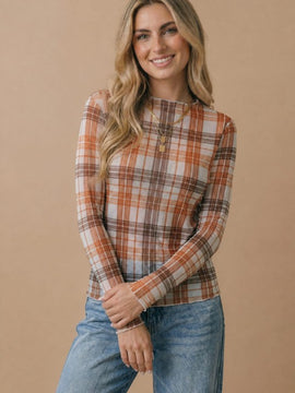Murphy Plaid Mesh Top