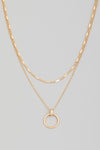 Metallic Hoop Pendant Layered Necklace