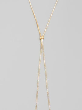 Rhinestone Lariat Chain Necklace