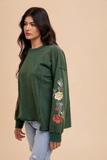 Lucky Embroidered Sleeve Pullover