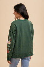 Lucky Embroidered Sleeve Pullover