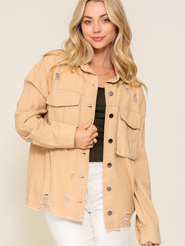 At The Patch Distressed Denim Jacket