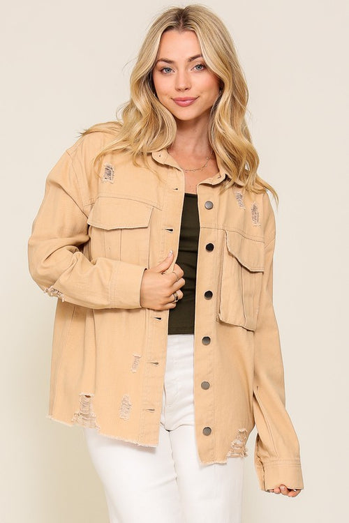 At The Patch Distressed Denim Jacket