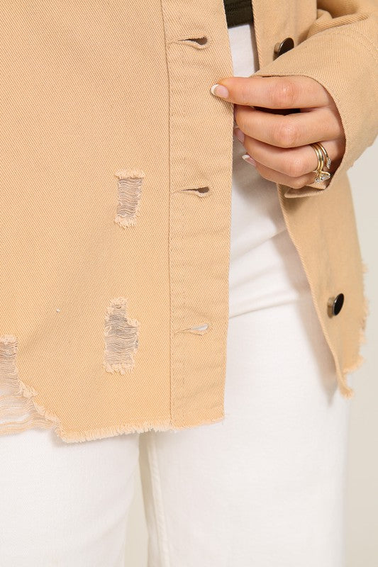 At The Patch Distressed Denim Jacket