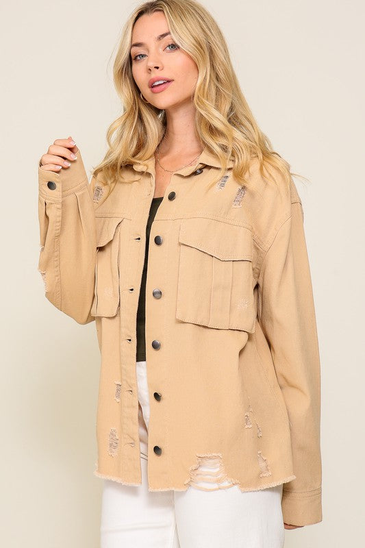 At The Patch Distressed Denim Jacket