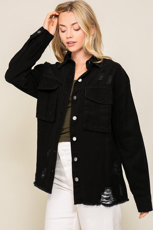 At The Patch Distressed Denim Jacket