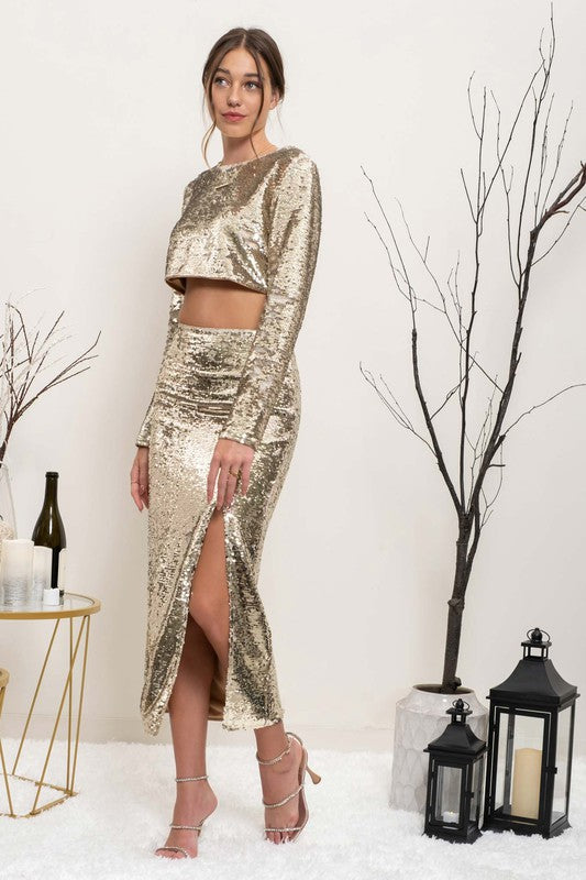 Raine Sequin Midi Skirt