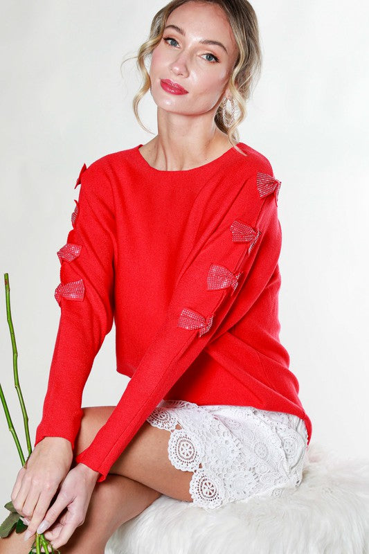 Sweet As Can Be Bow Sleeve Sweater