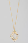 Warped Oval Pendant Long Necklace
