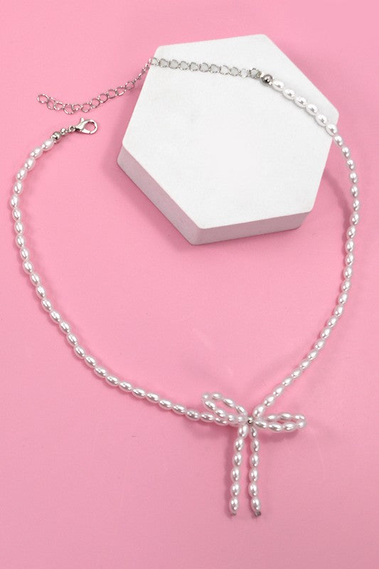 Yvonne Pearl Bow Necklace