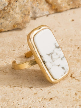 Natural Stone Rectangle Ring