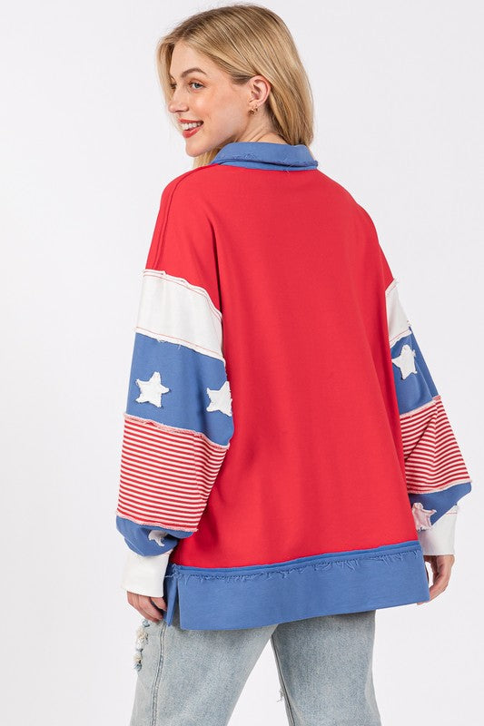 Stars And Stripes LS Polo Shirt