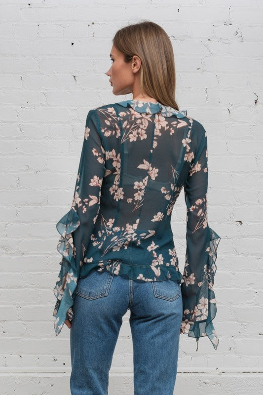 Grace Floral Ruffle Blouse