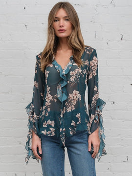 Grace Floral Ruffle Blouse