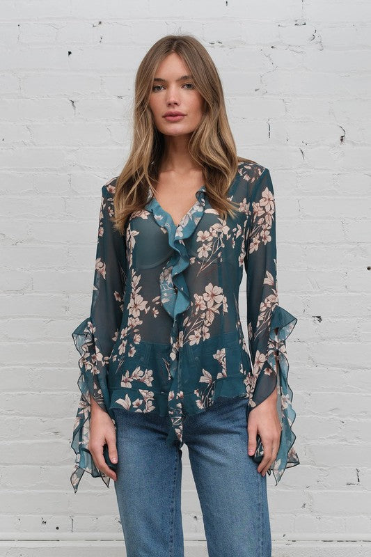 Grace Floral Ruffle Blouse