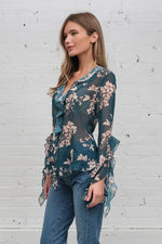 Grace Floral Ruffle Blouse