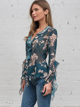 Grace Floral Ruffle Blouse