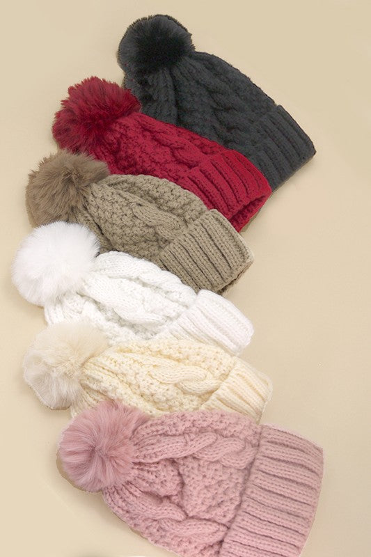 Taryn Cable Pom Hat