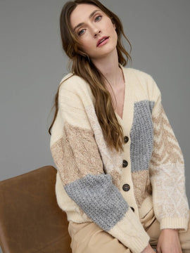 Sammy Patchwork Textured Cardigan