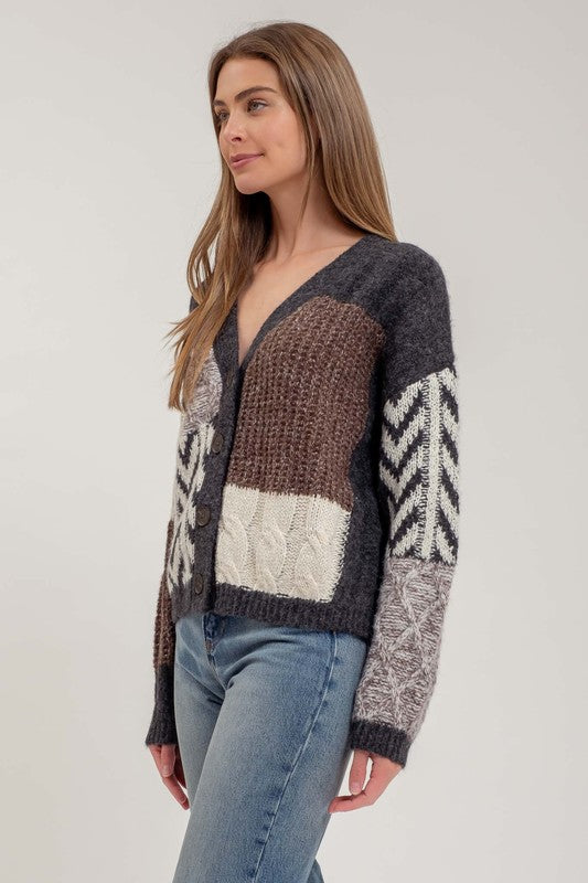 Sammy Patchwork Textured Cardigan