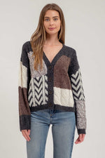 Sammy Patchwork Textured Cardigan