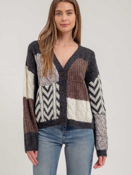 Sammy Patchwork Textured Cardigan