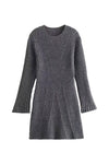 Solid Knit Stand Neck Short Dress
