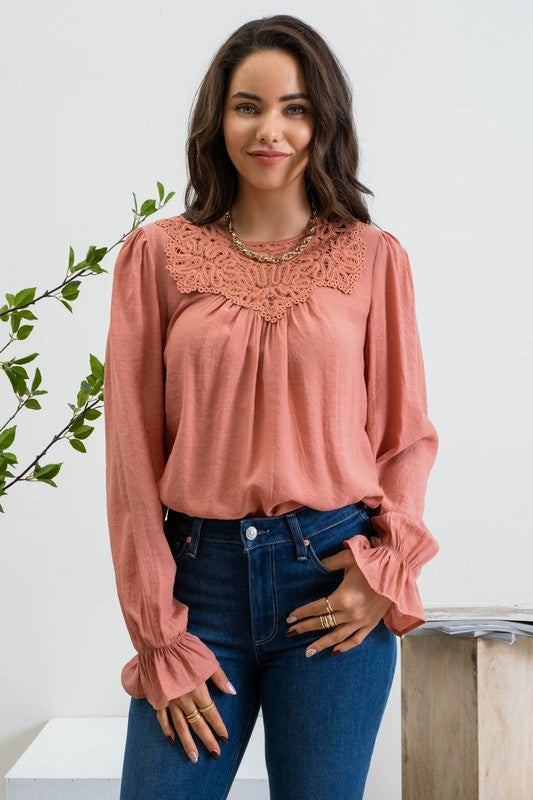 Ark Crochet Yoke Blouse