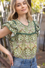 Sylvia Ruffle Print Top
