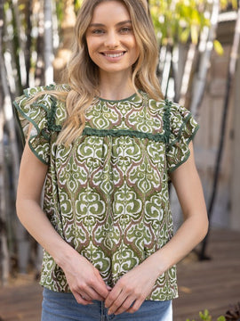 Sylvia Ruffle Print Top