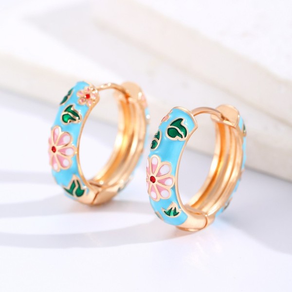 Cloissonne Hoop Earrings