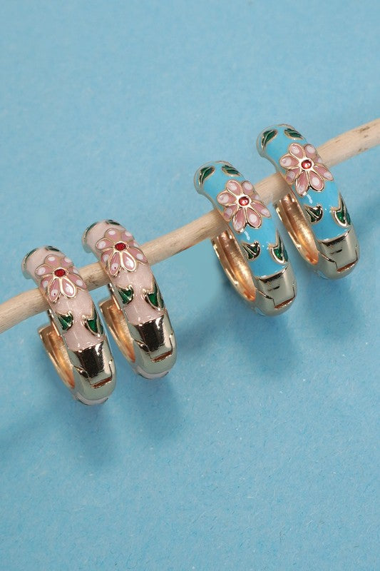 Cloissonne Hoop Earrings