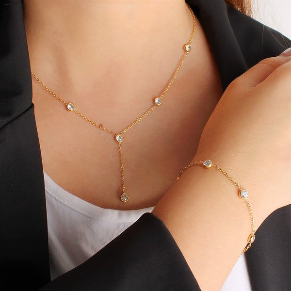 Zarina CZ Drop Necklace